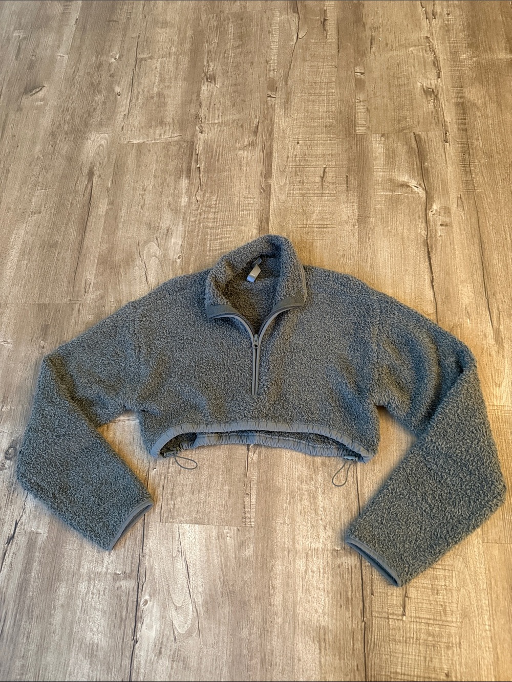 Skims Cropped Sherpa Quarter-Zip Jacket - Gray